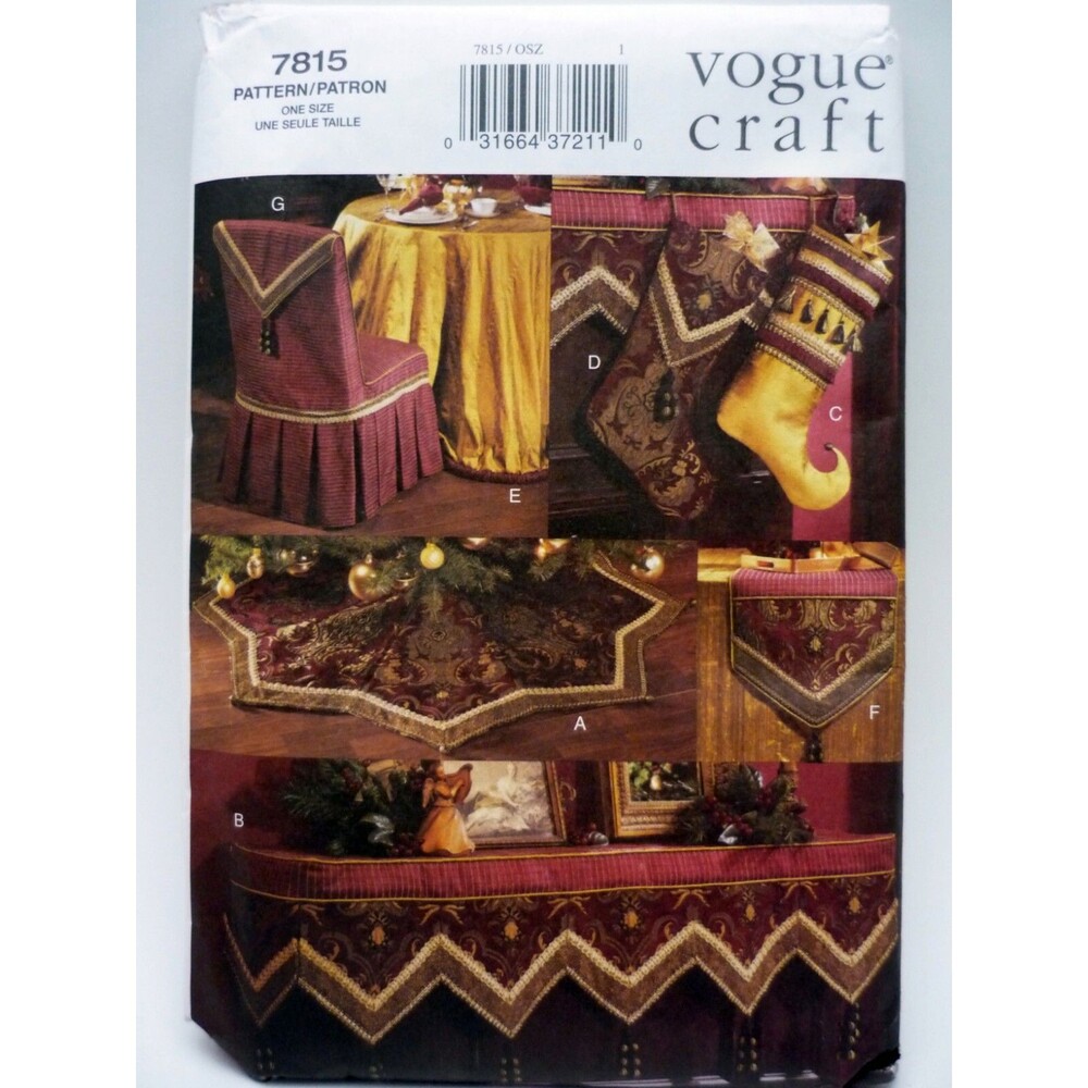 Vogue 7815 Pattern Elegant Xmas Decor Accessories Dark Academia Cottagegoth